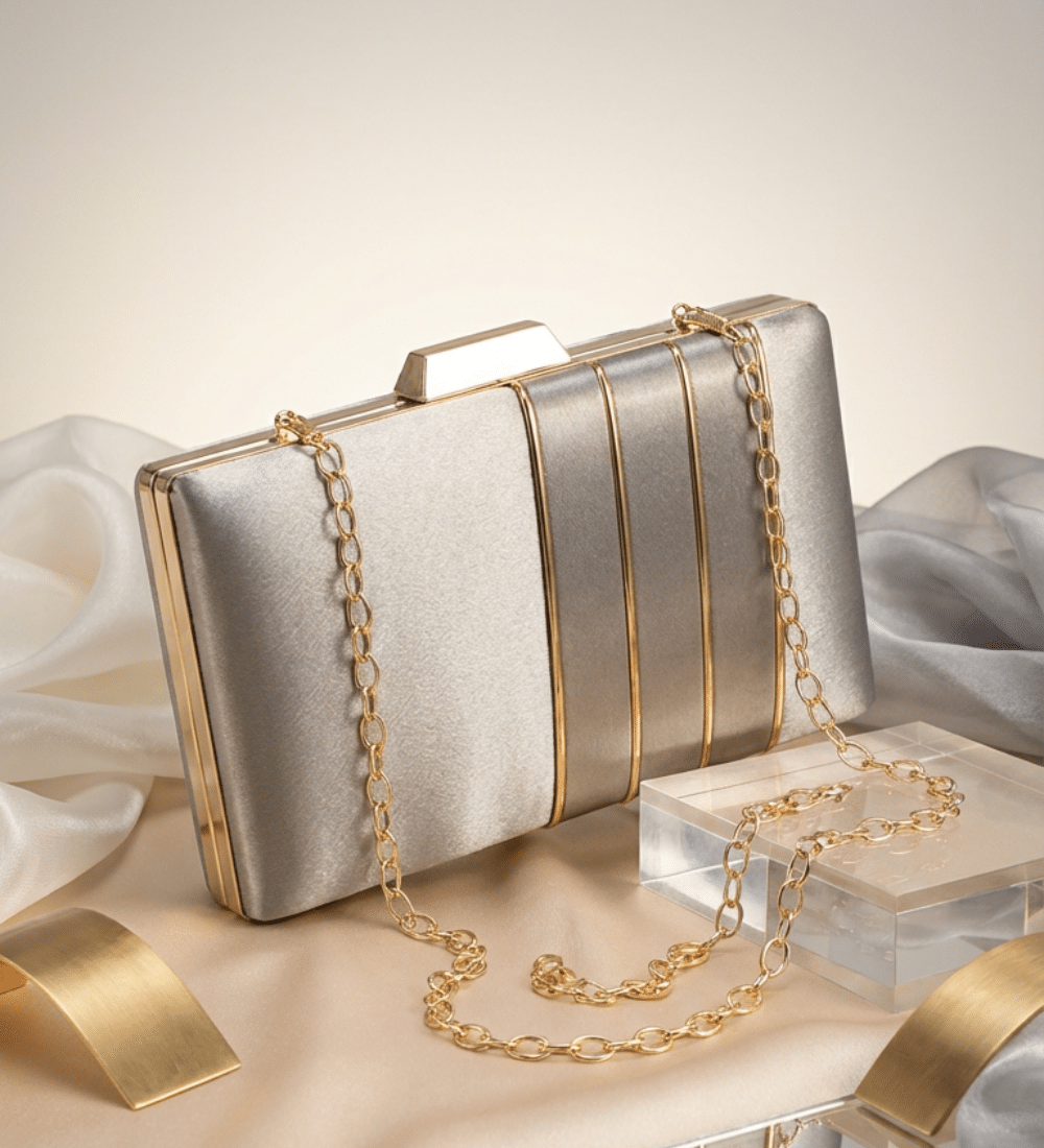 MOHAK | Grey Satin Clutch