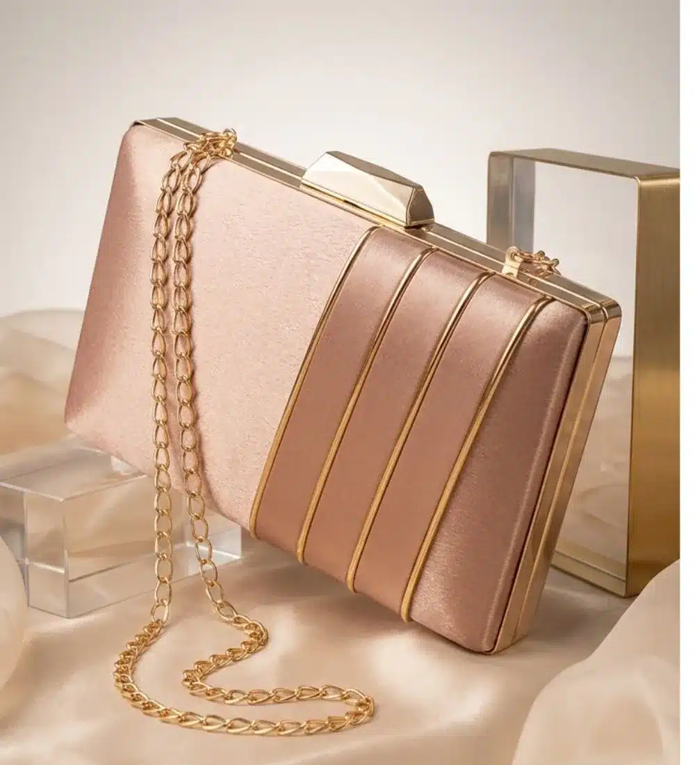 MOHAK | Satin Ribbon Pink Clutch